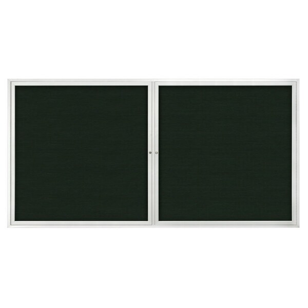 United Visual Products 72"x36" 3-Door Enclosed Outdoor Letterboard, Green Felt/Satin UV1163D-SATIN-GREEN - main